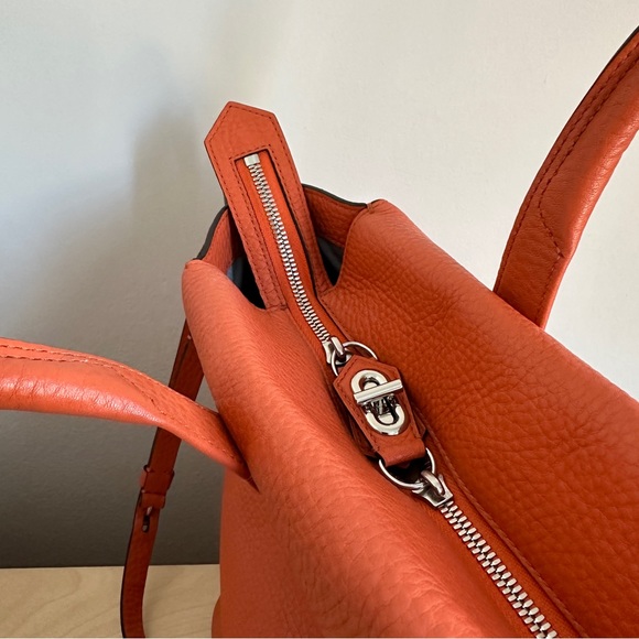 Reek Krakoff Tangerine Pebble Leather Satchel w/ Crossbody Strap and Zipper Lock - Picture 5 of 11